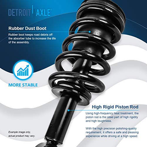 Image of Detroit Axle - Front 6pc Struts Kit for 2007-2013 Chevrolet Silverado 1500 GMC Sierra 1500, Outer Tie Rods Sway Bars Struts w /Coil Spring Replacement 2008 2009 2010 2011 2012 Suspension