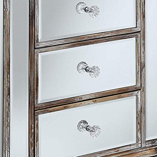 Convenience Concepts Gold Coast Vineyard 3 Drawer Mirrored End Table, Weathered White / Mirror #TOP6