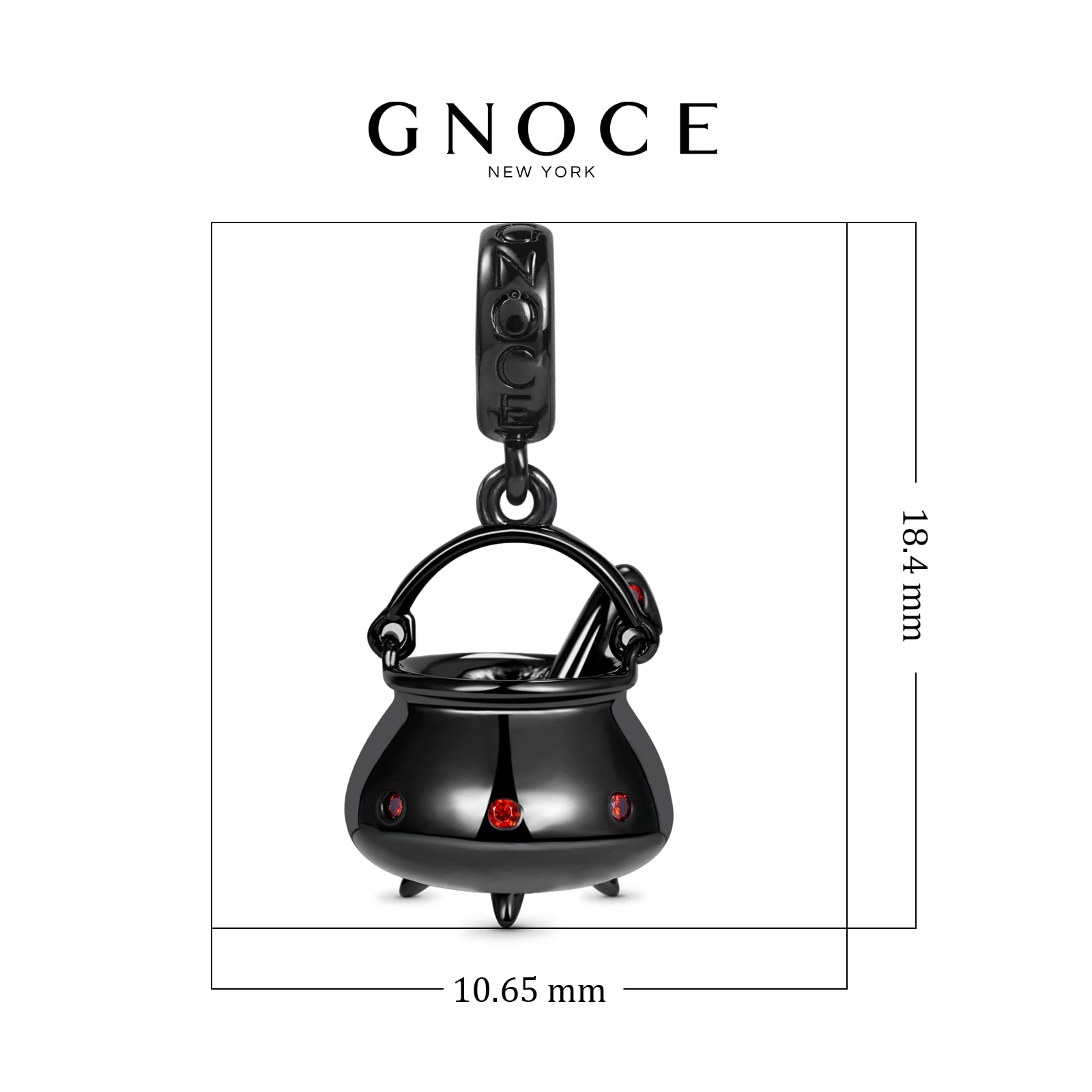 GNOCE Colgante De Caldero De Bruja De Plata De Ley 925 Con Piedras Preciosas De Rubí Para Pulseras/Collares Regalo De Joyería Para Mujeres Niñas Esposa e Hija