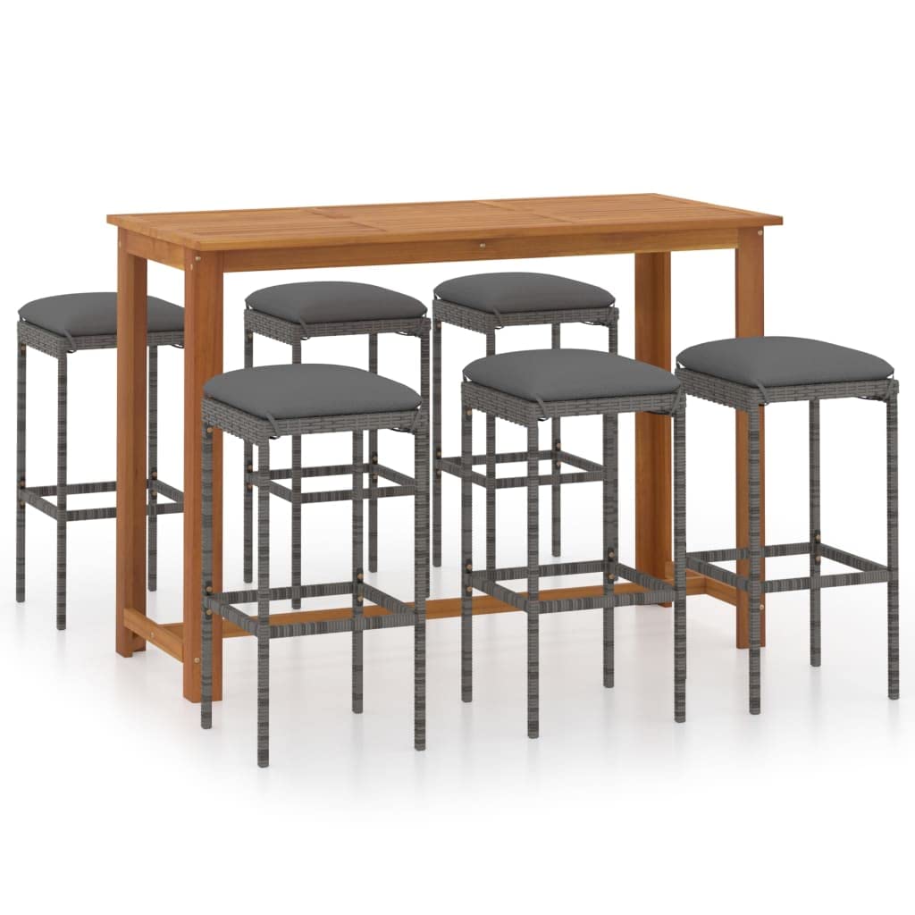 Juego de muebles de jardín con cojines (7 piezas), color gris