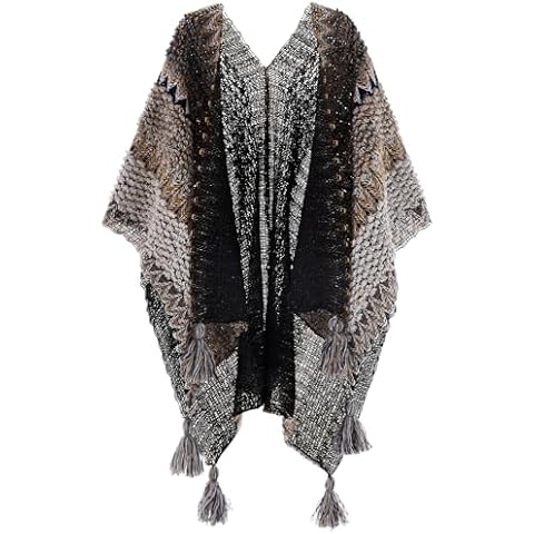 Knitted Shawl Wraps for Women Tassel Cape Retro Vintage Boho Scarf Bohemia Cover Ups Cover