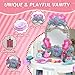 VViN Kids Vanity Set for Girls with Light & Music, Princess Vanity Table with Stool, Pretend Makeup Dresser with Crown, Scepter, Gloves & Jewelry Accessories, Toys for 3 4 5 Year Old