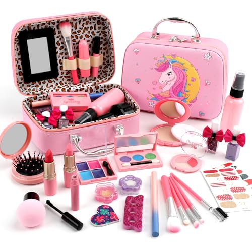 For Ideahome Kids Washable Makeup Girl Toys - Real Make Up Set, Little Girls Makeup Kit for Toddler Kid Children Princess, Christmas Birthday Gift Toys for Girl 4 5 6 7 8 9 10 Year Old