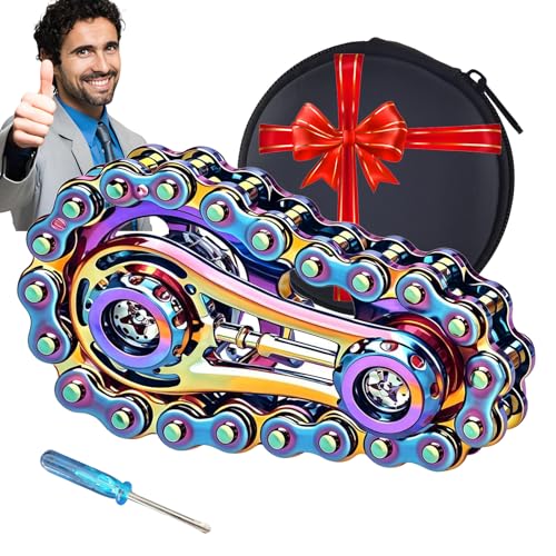Image of Fidget Spinners Toys for Adults & Teens - Metal Fidget Toy Bike Chain Fidget Sprocket Chain Fidgets Toy for Relief Anxiety ADHD Autism Cool Gadgets Desk Offices Gift Sensory Fidget Toys(Full Color)