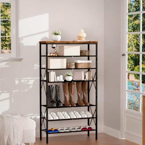 Image of 8 Tiers Tall Shoe Rack Organizer, Large Capacity Shoe Rack Holds 32 Pairs of Shoes, Durable and Stable, Adjustable Metal Shelf Stackable Shoe Shelf for Entryway, Hallway, Living Room, Closet