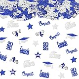 200Pcs Blue and Sliver Graduation Confetti 2026 Graduation Decorations 2026 Graduation Table Decorations Graduation Table Confetti 2026 Grad Table Decorations Blue Sliver Congrats Decorations