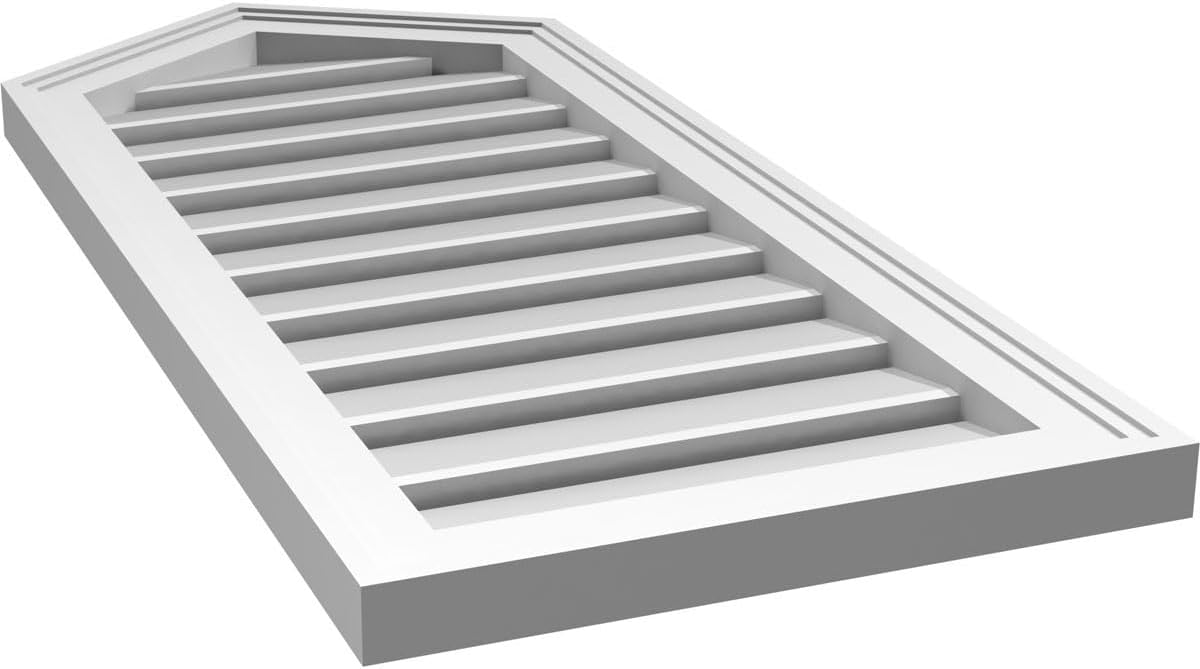 GVSPE16X3602SF-08 Peaked Top Brickmould Frame, Primed Tan Signature Series Surface Mount Gable Vents, 16-in. W x 36-in. H, Unfinished