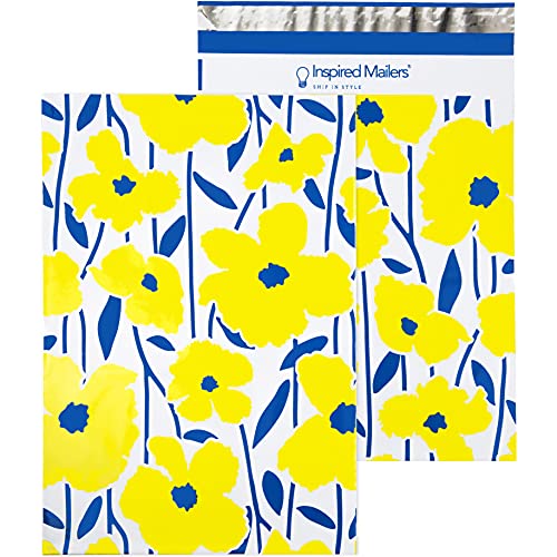 Image of Inspired Mailers - Poly Mailers 10x13-100 Pack - Bold Floral Print - Shipping Bags 10x13 - Packaging Envelopes Mailing Bags - Packing Bags for Shipping - Printed Poly Mailers