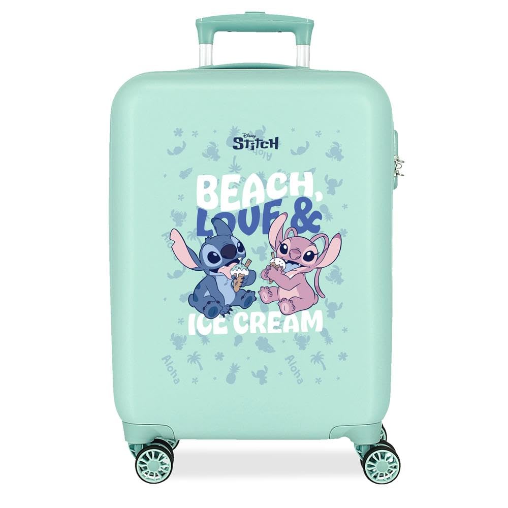 Joumma Disney Beach & Love Walizka kabinowa turkusowa niebieska 38 x 55 x 20 cm sztywne tworzywo ABS boczne zapięcie szyfrowe 34L 2,6 kg 4 koła podwójny bagaż podręczny