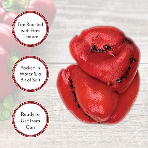 Image of Roland Foods Whole Fire Roasted Red Peppers, Specialty Imported Food, 28 Ounce Can, Pack of 4