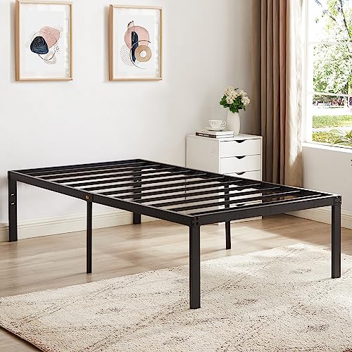 VECELO 18" Twin Metal Platform Tall Bed Frame,Heavy Duty Steel Slat/Easy Assembly Mattress Foundation/No Box Spring Needed by VECELO - Used condition - Image 2