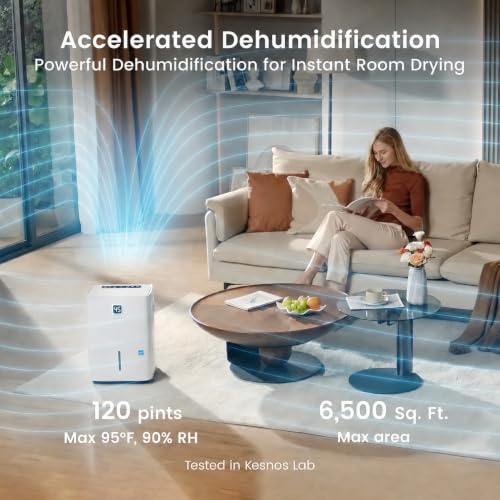 Image of 120 Pint Energy Star Dehumidifier for Basement with Drain Hose, 6500 Sq. Ft