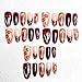 30 Pcs Red Lips Cherry Press on Nails Medium Almond Shaped False Nails with Golden Beads Designs Valentines French Tip Leopard Lip Print Acrylic Nails Full Cover Stick on Nails for Women Manicure Kit