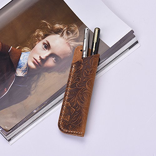 Honorall Handmade Retro Vintage Grain Full Leather Pencil Case Pouch Pen Holder Organizer Bag Artigo