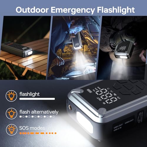 Acmount W160 Jump Starter with Air Compressor, 5000A Portable Car Jump Starter 150PSI Tire Inflator/Air Pump, 12V Battery(Up to 9L Gas/8L Diesel Engine) Jump Pack, Car Emergency Kit, Idea Gift for Man - Image 7