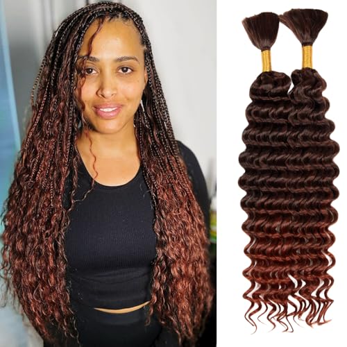 Deep Bulk Hair For Braiding Hair 20inch Wet And Wavy No Weft Quality Synthetic Hair Braiding Extensions For Boho Braids Natural Color 2 Bundles/Pack (T350 150g)
