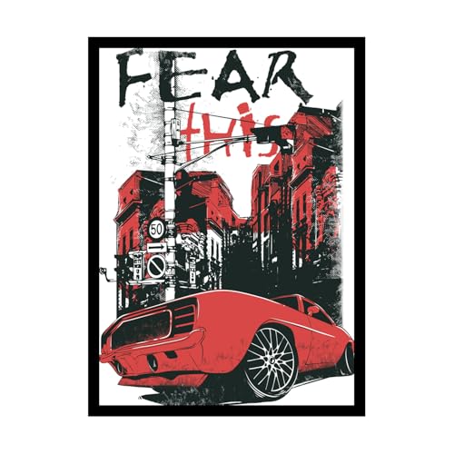 Image of BLINKART Akira (Anime) Shotaro Kaneda Car Photo Frame | Framed Poster with Synthetic Wood Frame | Ready to Hang | Bedroom, Living Room, Office - 18x12 Inch, (A3 Size) - AKR-001
