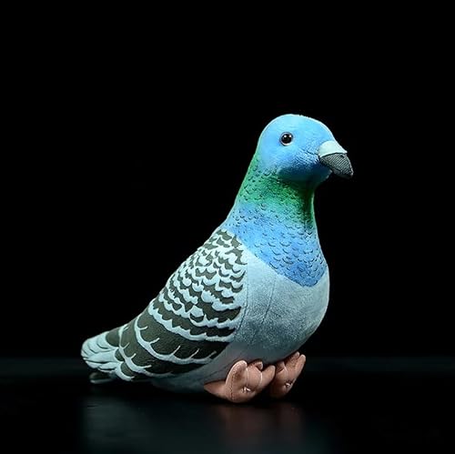 FIASHCN Cute Realistic Grey Hill Pigeon Plush Toys Soft Lifelike Pigeons Birds Stuffed Animals Toy For Kids Gifts 19cm Blue