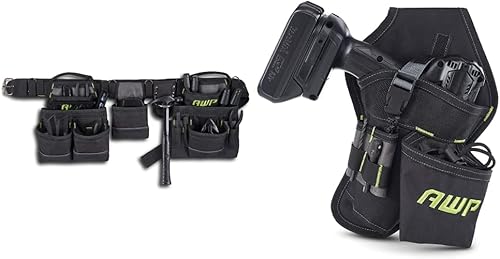 AWP Equipo de herramientas de carpintero de construcción general y funda de taladro en ángulo Funda de poliéster resistente diseñada para sentarse