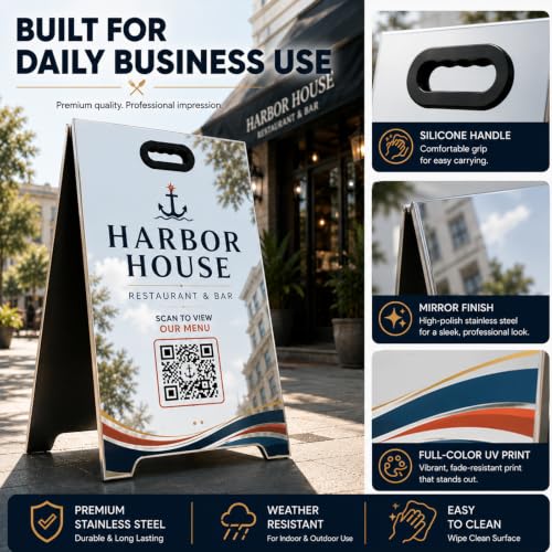 Image of Custom A-Frame Business Sign, Waterproof Sidewalk Display with Logo