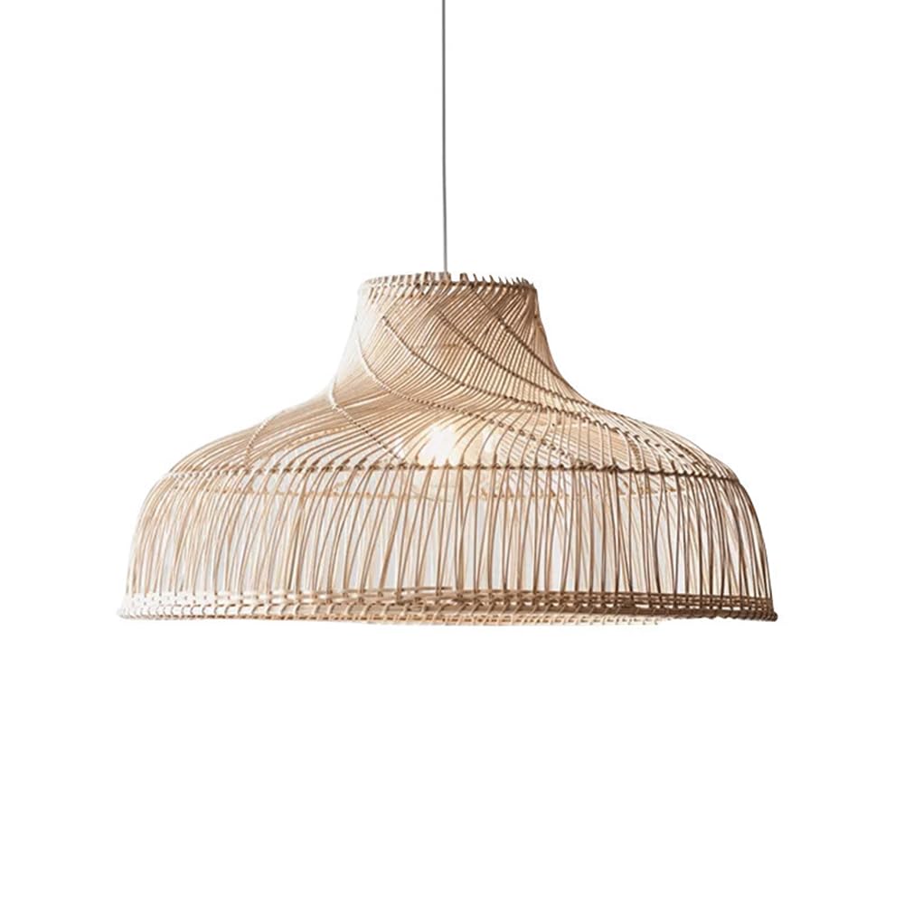 YNAHZAOK Chinese Restaurant Rattan Pendant Light Farmhouse Hand-Woven Lampshade Chandelier Light Fixture for Hotel Living Room Hallway Vintage Rattan Woven Hanging Lamp for Restaurant Entryway Cafe