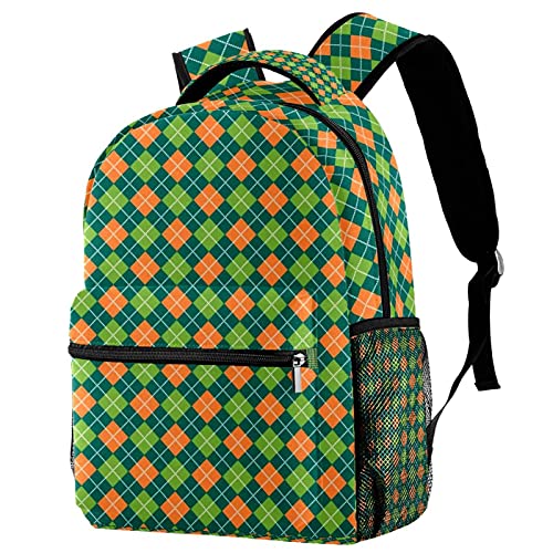 Sac à dos voyage avec porte-bouteille enfant écossais vert mixe