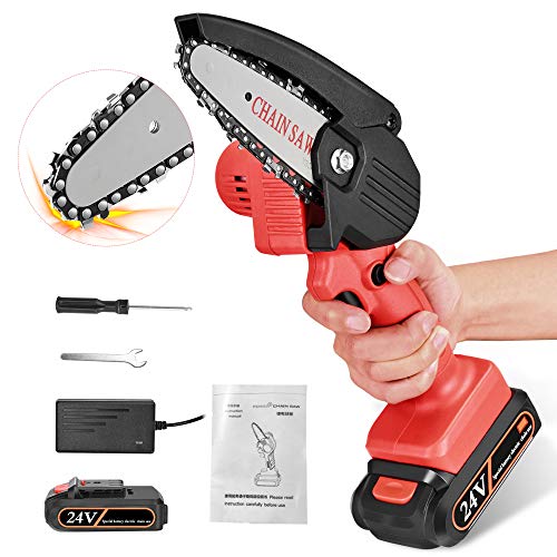 Kacsoo Mini Kettensäge, Akku Kettensäge Mit Akku und Ladegerät Baumsäge elektrisch für Gartenbaum Landwirtschaft, und…