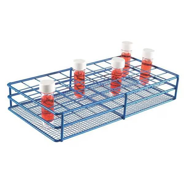 Test Tube Rack, Epoxy-Coated Steel, Blue, Mfr: HS120088-A