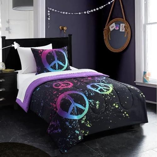 Latitude Modern 3 Piece Peace Sign Comforter Sets, Black, Twin - Twin Xl (Wk689914) #TOP18