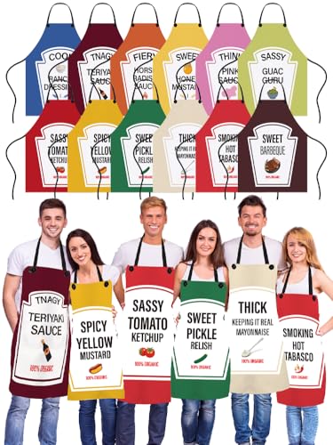 Augacage 12 Pcs Condiment Halloween Group Costume Condiment Apron Halloween