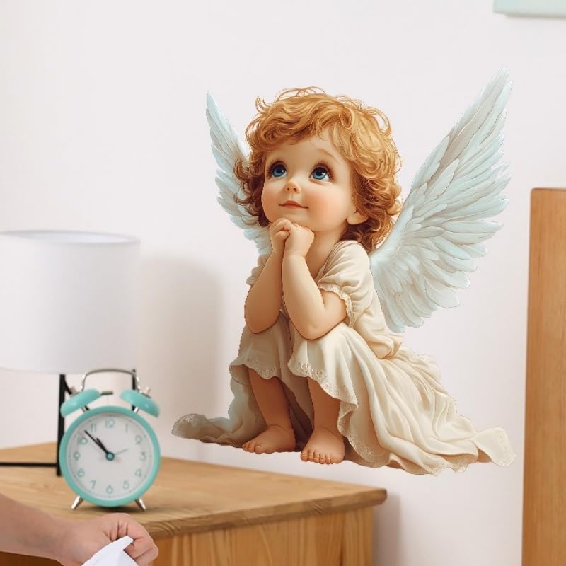 COVPAW Wandtattoo Engel, Wandaufkleber für Kinderzimmer, Schlafzimmer Wohnzimmer Küche usw. 27 x 27 cm, Wanddeko Baby Engel Wand Fenster Möbel usw. (Baby Angel)