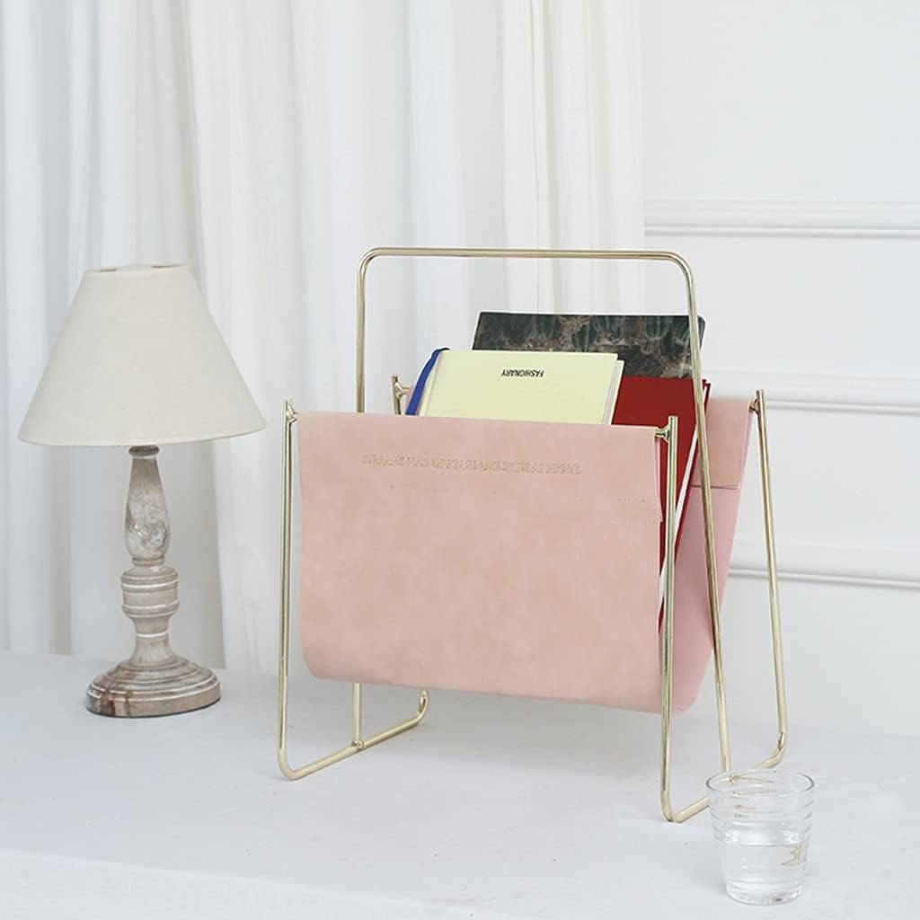Magazine Rack Leather Magazine Holder Creative Desktop Magazine Storage Decor Portable Magazine Holder Office Organization-Pink||40 * 26 * 45cm