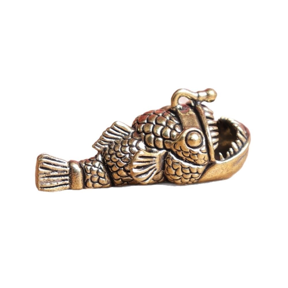 Huffa Monkfish(About40grams) Brass Deep Sea Monkfish Lantern Fish Retro Marine Desktop Ornament