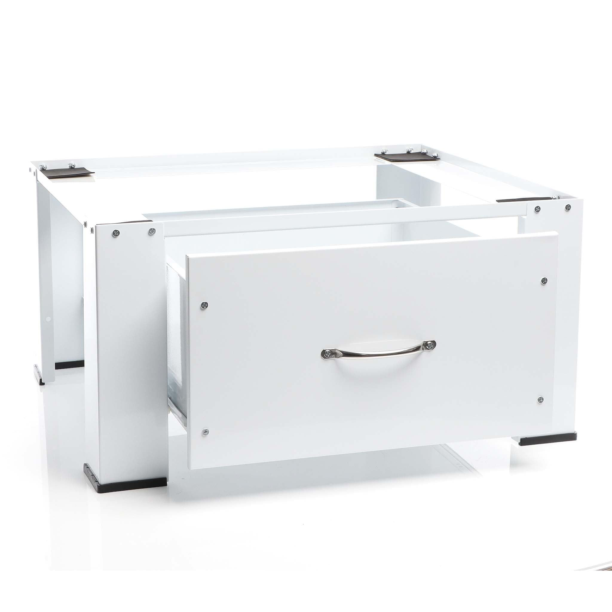 Wiltec White Underframe For Washing Machine With Pull-Out Drawer Base Pedestal For Washer Up To 150 Kg