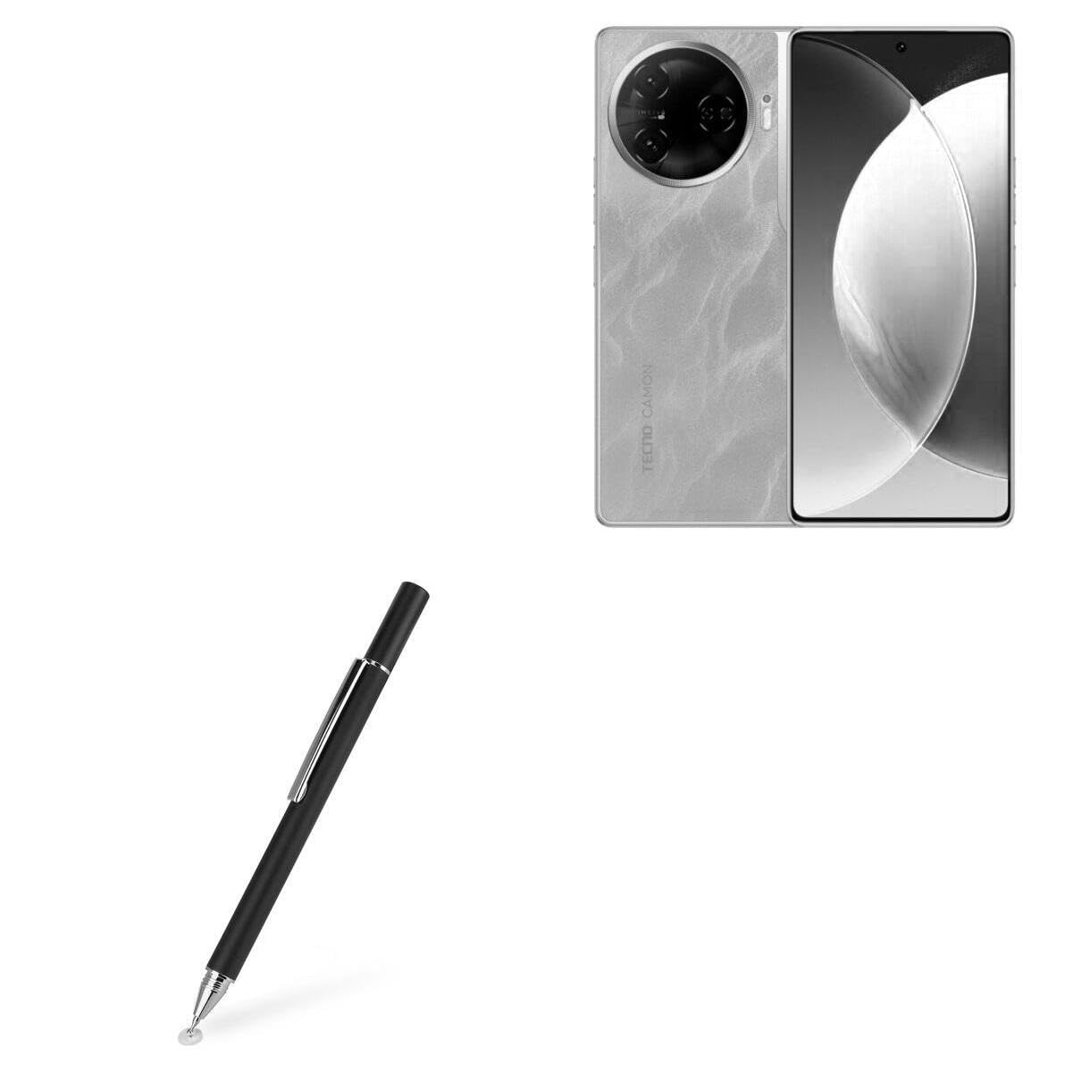 BoxWave Stylus Pen Compatible with Tecno Camon 30 - FineTouch Capacitive Stylus, Super Precise Stylus Pen - Jet Black