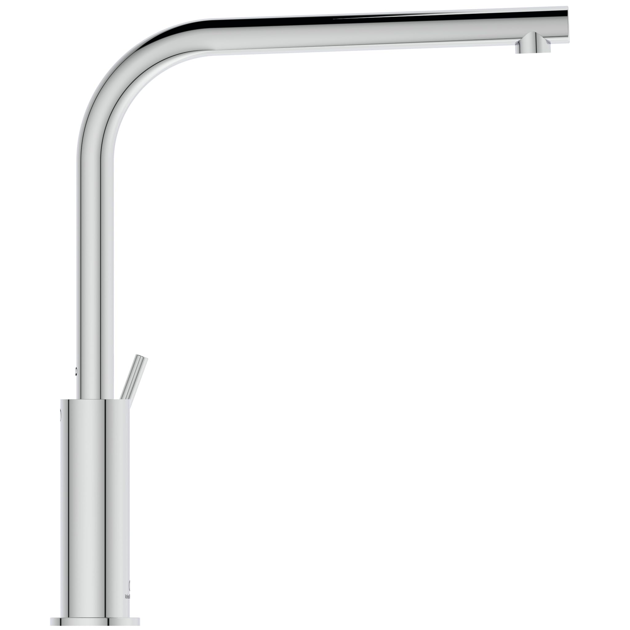 Ideal Standard – Gusto Monomando de cocina, Caño redondo en L, con cartucho FirmaFlow, caño giratorio 360°, fácil de instalar con fijación EasyFix+, Cromo