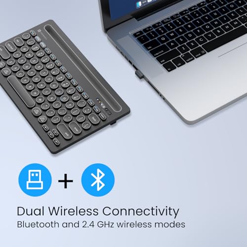Image of Portronics Bubble Dock Wireless Keyboard with Tablet Holder, Multi-Device Pairing, Rechargeable Battery,Dual Connectivity(2.4 GHz RF & Bluetooth 5.3v)