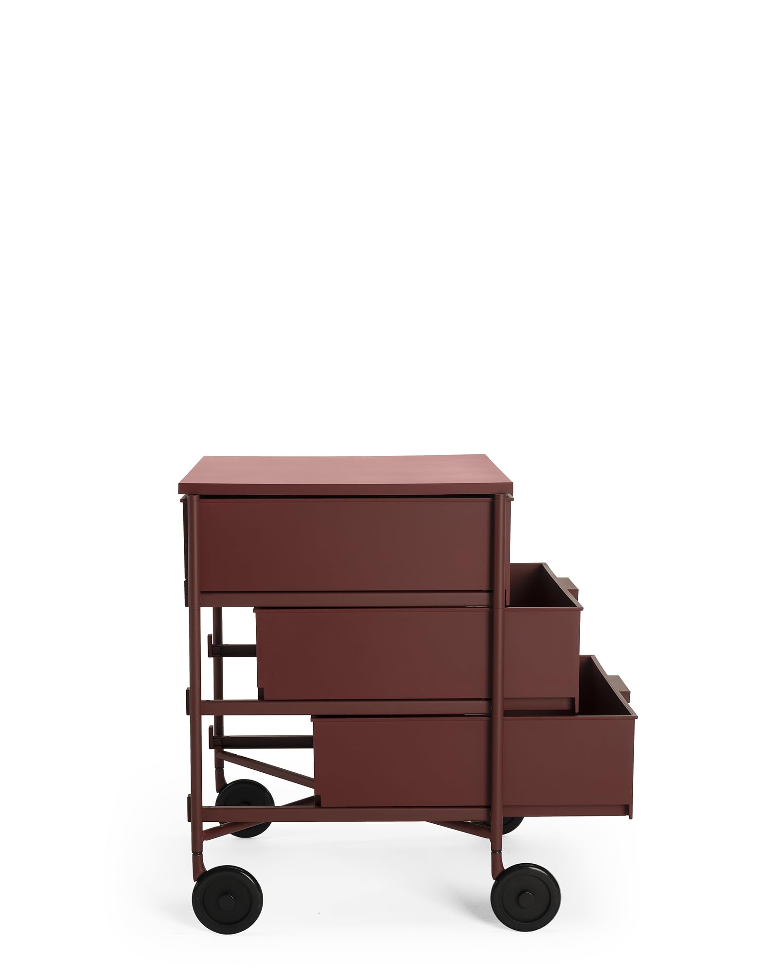 Kartell Wagen für Arbeitszimmer, Alloy Steel, Pflaume, 3 Schubladen
