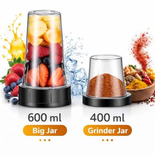 Image of Electrofox Belndo+ 2 Jar Bullet Nutri 750 W Juicer Mixer Grinder (2 Jar Nutri Blendo+ | 2 Jars | Aqua Blue) 2 Year Warranty