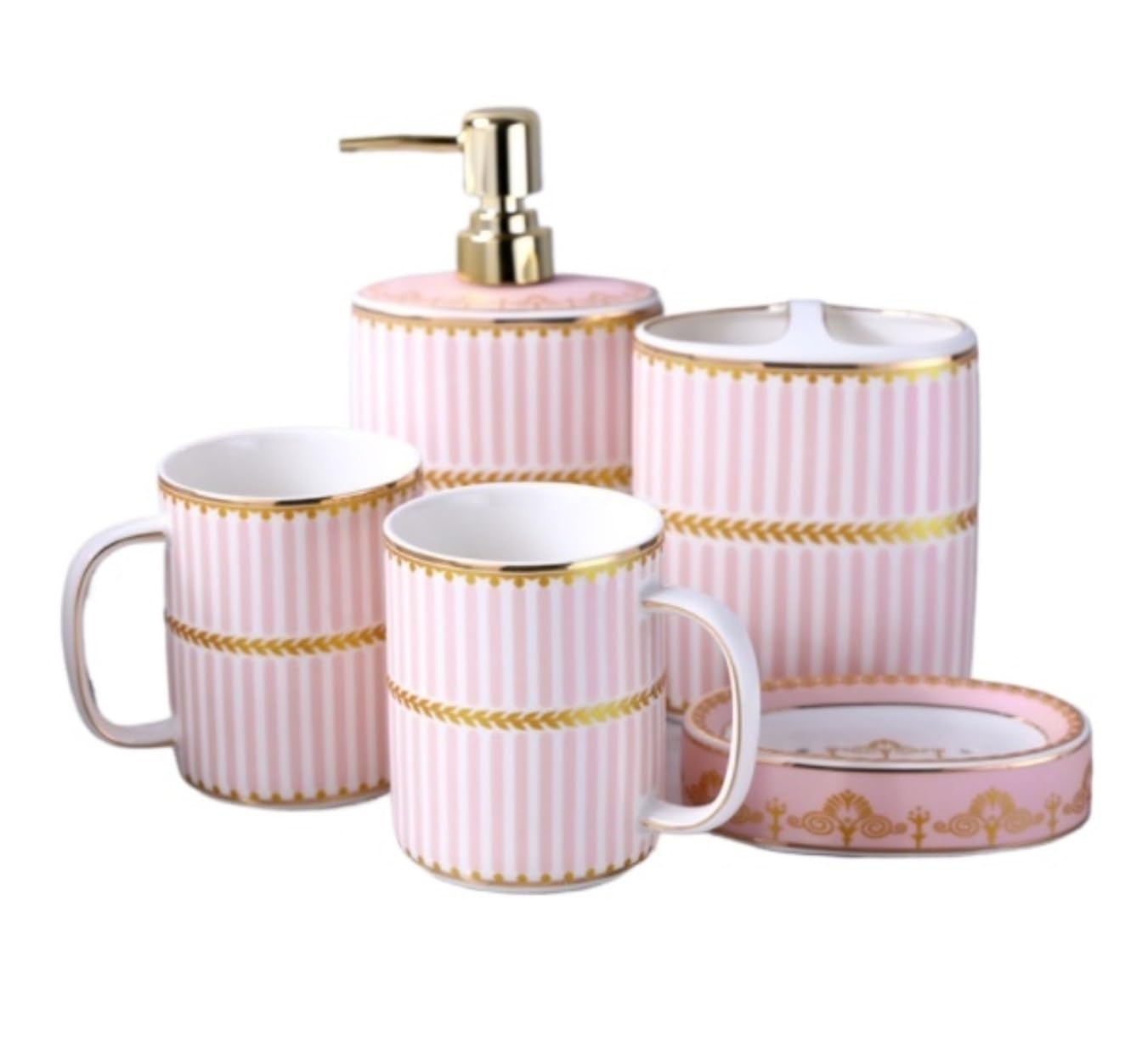 Set de Salle de Bain Ensemble de Salle de Bain Ensemble D'accessoires De Salle De Bain En Céramique, Ensemble Complet D'accessoires De Bain, Décor, Ensemble De 5 Pièces Set Accessoires Salle de Bain(R
