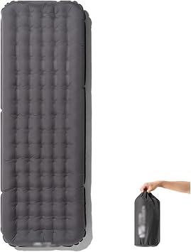 Inflatable Sleeping Pad for Camping Extra Thick 5 Inch Ultralight Sleeping Mat Waterproof Durable Camping Inflatable Mattress Pad Compact Camp Air Mat for Backpacking and Hiking, Single, Gray