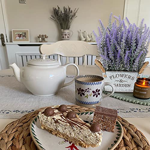 Briful Artificial Lavender Flocked Artificial Lavender Plant in Pot, Fake Lavender Flowers in Galvanized Pot Fake Plants Outdoor Indoor for Home Bathroom Decor - Image 4
