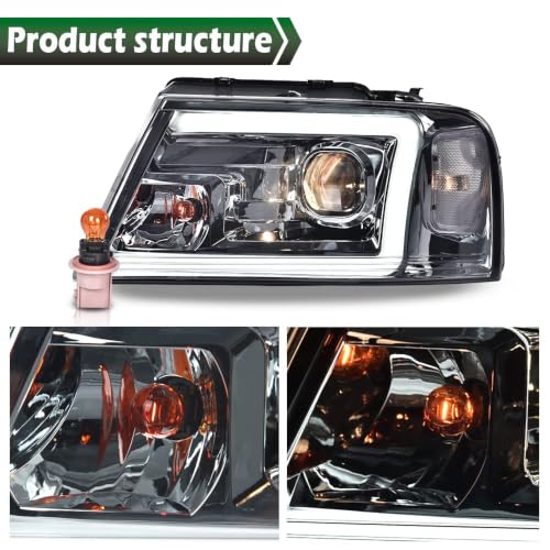 Image of GRAND ORANGE LED DRL Headlights Fit Ford F150 2004 2005 2006 2007 2008
