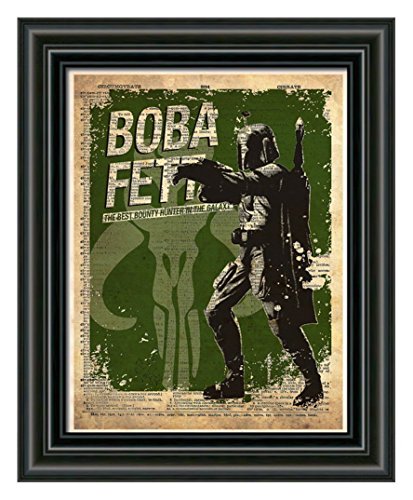 Boba Fett star wars art, splatter art print, dictionary page print