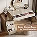 Tribesigns Vanity Desk with 5 Drawers, Makeup Table with Reversible Drawer Cabinet Printer Stand, Modern Computer Desk Dressing Table for Bedroom Office, Gloss Beige (No Mirrors)