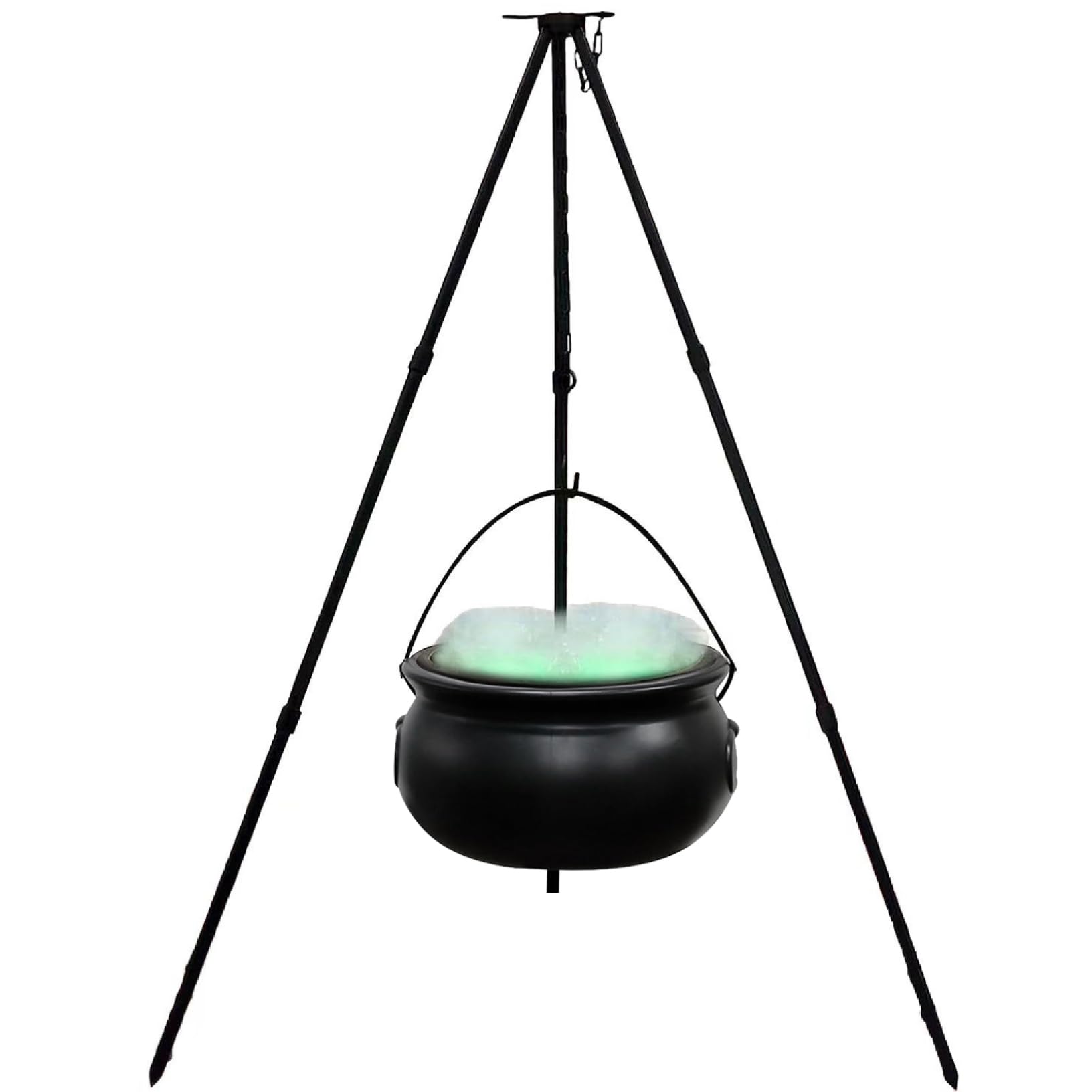 Pesoncarl Witch Cauldron with 30.7" Tripod 12.6" Cauldron Pot with Light and Cotton Fill Easy Assembly Battery Powered Halloween Decorations for Party, Campfire, Creepy