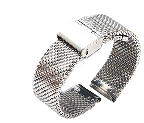 Unisex Edelstahl Uhrenarmband Mesh Metallarmband 16 18 20 22 24 mm Breite Ersatzarmband für Damen und Herren Uhren Cover