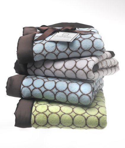 Image of SwaddleDesigns Stroller Blanket, Cozy Plush Baby /Toddler Blanket, 30x40 inches, Lime and Brown Mod Circles with Satin Trim