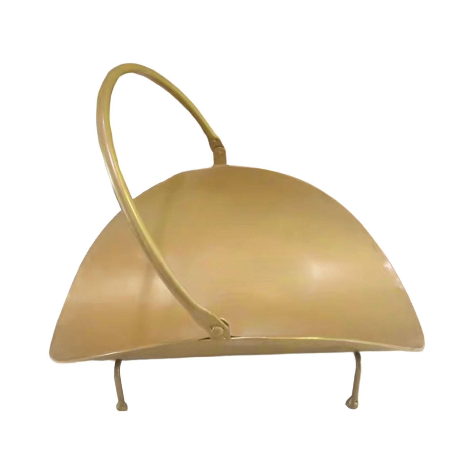 Milageto Soporte para leña para Chimenea, Cesta para leña, Soporte para apilar leña, Resistente, para Interiores, con asa, Accesorio Europeo para Chimenea, Oro
