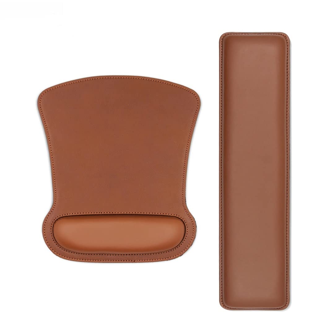 Leather Mouse Pad Keyboard Wrist Rest Ergonomic Hand Wrist Mouse Mats Rubber Base Wrist Rest Pad White-Patch Five-Pointed